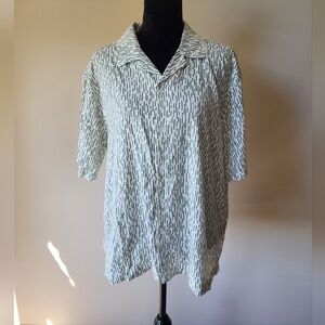 Kenneth Cole Button Down White/Green Shirt Men's Size L.